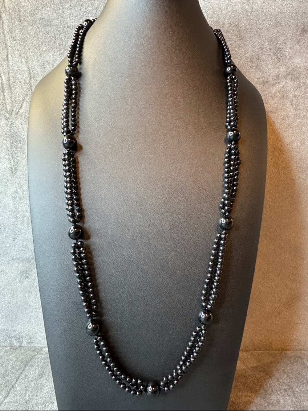Black Glass Beaded Long Necklace - Women Jewelry
